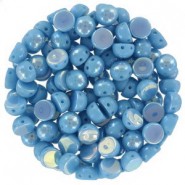 Czech 2-hole Cabochon beads 6mm Turquoise Full Light AB